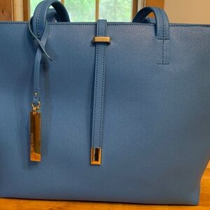 Capri Blue Vince Camuto Leila Leather Tote Bag